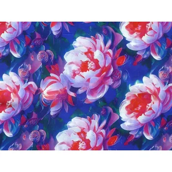 modrá šatovka 3239 červené květy