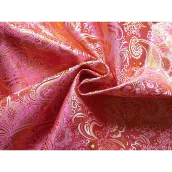 brokát 4004 růžový zlatá výšivka