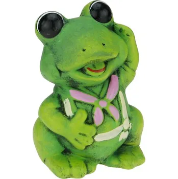 Pokladnička Pokladnička žába s růžovým šátkem 16 cm (Zelená žába sedící)