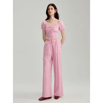 Dámské kalhoty Kalhoty s širokými nohavicemi - XS - House - pastelově růžová - 355EQ-03X