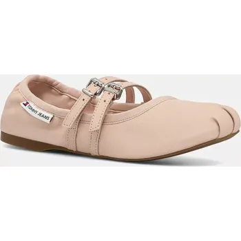Dámské baleríny Kožené baleríny Tommy Jeans BALLERINA béžová barva, EN0EN02720 02X, EUR 36