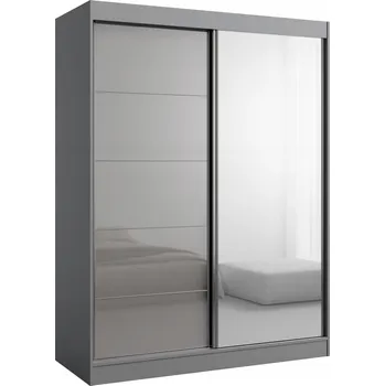 Šatní skříň Posuvná Skříň se zrcadlem Como 2D1L 150 šedá (lacobel)