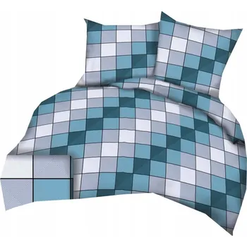 Povlečení Povlečení 140x200 + 1x70x80 cm, 140 g/m2, 100% BAVLNA, 3D tyrkysová mřížka