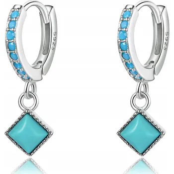 Náušnice Stříbrné Náušnice s kubickým zirkonem a tyrkysem, Stříbro 925