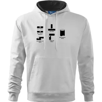 Pánská mikina Svářeč - Typy svarů - Mikina pánská Cape s kapucí - 2XL ( Bílá )