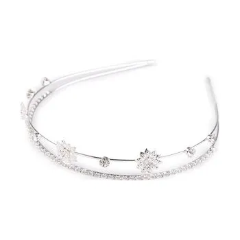 Štrasová čelenka do vlasů dvojitá - 1 ks - 1 stříbrná