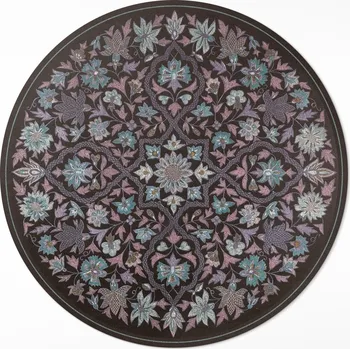 Koberec Kulatý Koberec S Potiskem průměr 110 cm Vyšívaná květinová kompozice