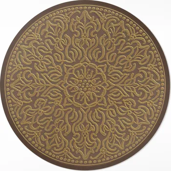 Koberec Kulatý Koberec Vinyl PVC fi 60 cm Geometrický vzor grafika ozdobné výšivky