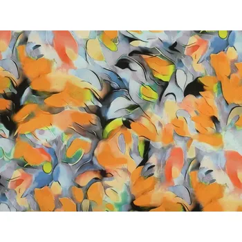 hedvábná šatovka 3249 oranžový abstraktní vzor