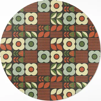 Koberec Koberec Kulatý Vnitřní průměr 150 cm - Folklórní ilustrace květin