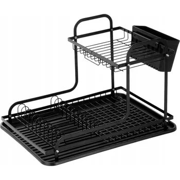 Odkapávač na nádobí Odkapávač SUŠÁK NA NÁDOBÍ talíře příbory 2patrový černý
