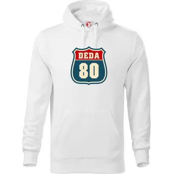 Pánská mikina Děda 80 - Mikina pánská Cape s kapucí - S ( Bílá )