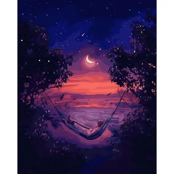 Set školních potřeb Malowanie po numerach czarne płótno - Nocna...