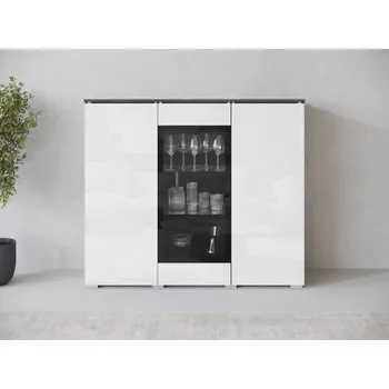 Obývací stěna Vitrína Sawoti 120, Barva: matera / bílý lesk, Osvětlení: bez osvětlení MIRJAN 5903211408342