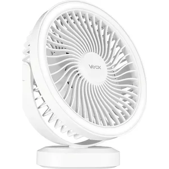 Domácí ventilátor LED Nabíjecí stolní ventilátor s LED osvětlením LED/3W/5V USB 2400 mAh bílá