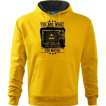 Pánská mikina You Are What You Watch - Mikina pánská Cape s kapucí - L ( Žlutá )
