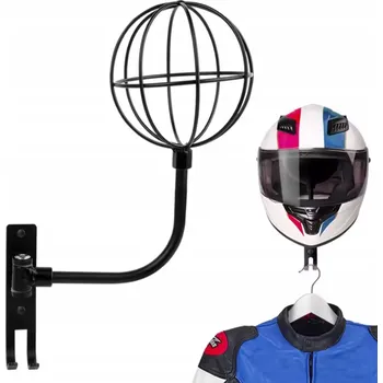 Věšák KOVOVÝ NÁSTĚNNÝ VĚŠÁK NA MOTOCYKLOVOU PŘILBU, ČEPICI, BUNDU, KOMBINEZU A OBLEČENÍ