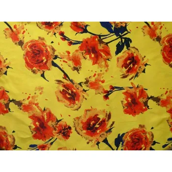 Cestování žluté hedvábí 2877 s růžemi
