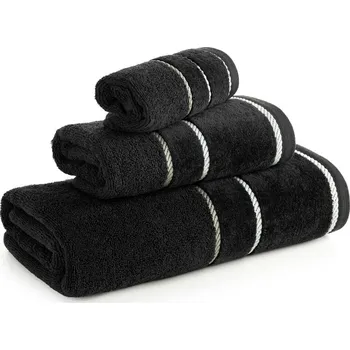 Ručník Bavlněný froté ručník NEL se sametovým okrajem - černý Rozměr ručníku: 30x50cm