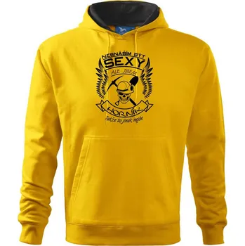 Pánská mikina Nesnáším být sexy - horník - Mikina pánská Cape s kapucí - S ( Žlutá )