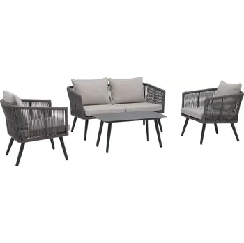 Zahradní sestava Zahradní 4 místná sedací souprava DILI světle šedá/antracit