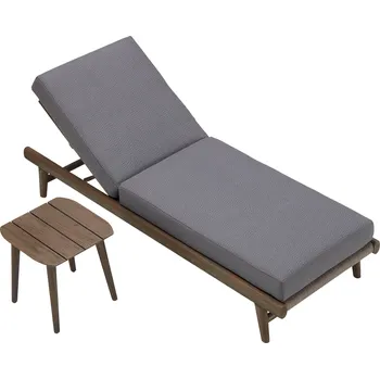 Zahradní lehátko Zahradní lehátko LEO GREY s odkládacím stolkem