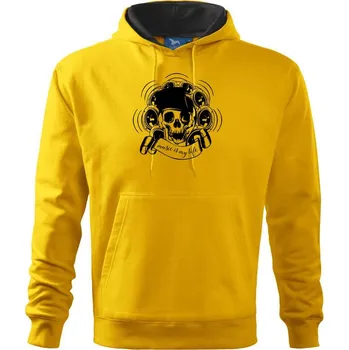 Pánská mikina Music Is My Life smrtka - Mikina pánská Cape s kapucí - 2XL ( Žlutá )
