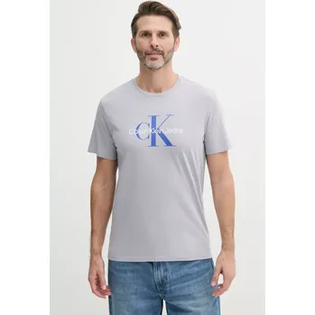 Pánské tričko Bavlněné tričko Calvin Klein Jeans fialová barva, s potiskem, LV040EM286 94X, vel. XL