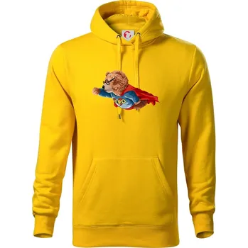 Pánská mikina Medvěd Hero - Mikina pánská Cape s kapucí - S ( Žlutá )