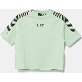 Dětské bavlněné tričko EA7 Emporio Armani zelená barva, s potiskem, 7B000048 AF12874 7B000048.AF12874 07X, vel. 150