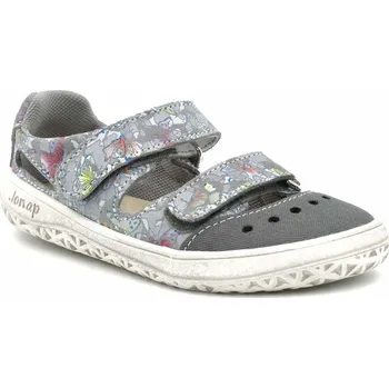 Dívčí sandály Jonap barefoot dětské sandálky Fella šedá motýlci Velikost: 25