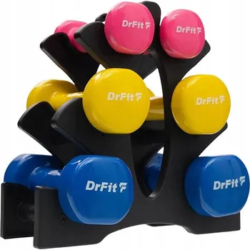 DrFit Sada 6 činek + stojan pro fitness cardio 12 kg (2x1kg, 2x2kg, 2x3kg)