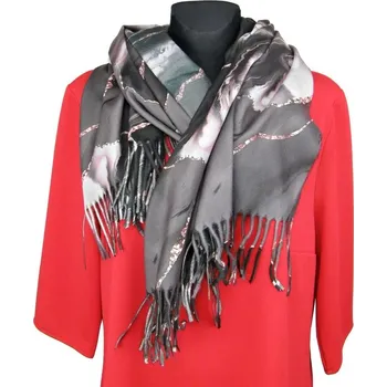 Šála Pestrá dámská šála s abstraktním vzorem - var. 7 (Dámský šál se vzorem s třásněmi)