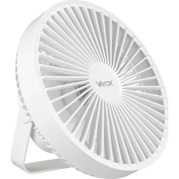 Domácí ventilátor LED Nabíjecí stolní ventilátor s LED osvětlením LED/2W/5V USB 2400 mAh bílá