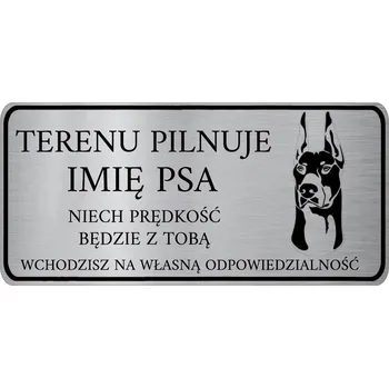 Informační tabulka INFORMAČNÍ TABULKA POZOR PES DOBRMAN NA BRÁNU LAMINOVÁ S VLASTNÍM GRAVÍROVÁNÍM