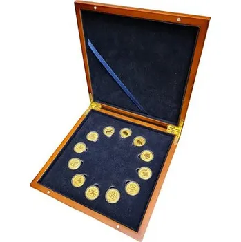 Kompletní sada zlatých mincí Lunar II 12 x 1/10 Oz (2008 - 2019) + etue