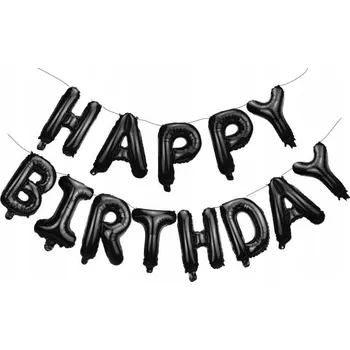 Balónek Černý nápis z balónků HAPPY BIRTHDAY k narozeninám