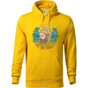 Pánská mikina Anděl malovaný - muž (Pecka design) - Mikina pánská Cape s kapucí - L ( Žlutá )