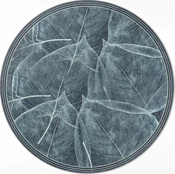Koberec Kulatý Koberec koberec s dekorativním vzorem, průměr 140 cm, tmavé listy rostlin