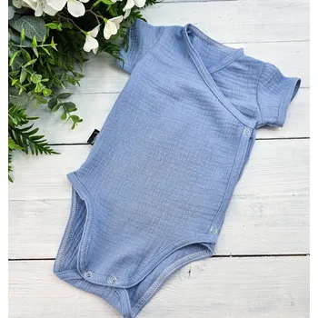 Kojenecký body Kulišárny Body mušelín POWDER BLUE zavinovací Varianta: Girls rukávek, VELIKOST: 86