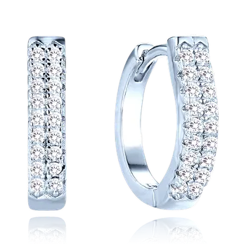 Náušnice MINET Luxusní stříbrné náušnice s bílými zirkony JMAS0291SE00