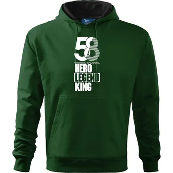 Pánská mikina Hero, Legend, King x Queen 1958 - Mikina pánská Cape s kapucí - 5XL ( Lahvově zelená )