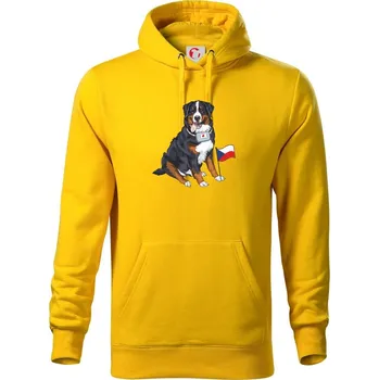 Pánská mikina Pes záchranář bernský salašnický - Mikina pánská Cape s kapucí - S ( Žlutá )