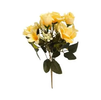 umělá květina Růže kytička, sv. žlutá H370 sv. žlutá