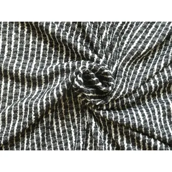 černý bavlněný úplet 2995 bílý proužek