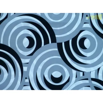 bílá hedvábná šatovka 3120 šedé kruhy