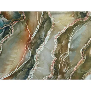 hedvábná šatovka 2758 béžový mramorový vzor