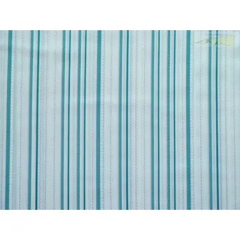 bílá košilová látka 9851 tyrkysový proužek