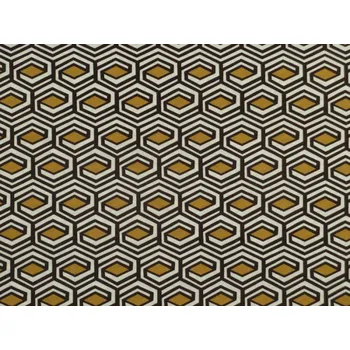 viskózový úplet 2848 starozlatý geometrický vzor