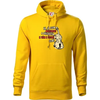 Pánská mikina Já jsem muzikant a přichazím k vám z české země - Mikina pánská Cape s kapucí - M ( Žlutá )